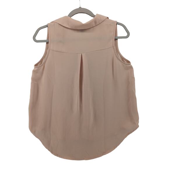 Forever 21 Button Front Blouse Small Peach Sleeveless Collared Hi Low VNeck Work - Picture 2 of 8